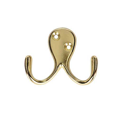 Wickes Two Pronged Screwed Hook Brass Wickes.co.uk