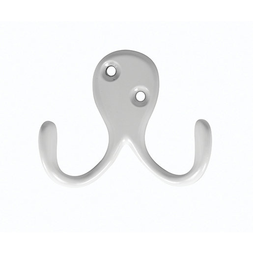 Wickes Two Pronged Screwed Hook White Wickes.co.uk