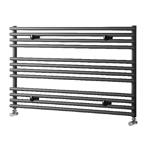 Wickes Liquid Round Horizontal Designer Anthracite Towel Radiator 600