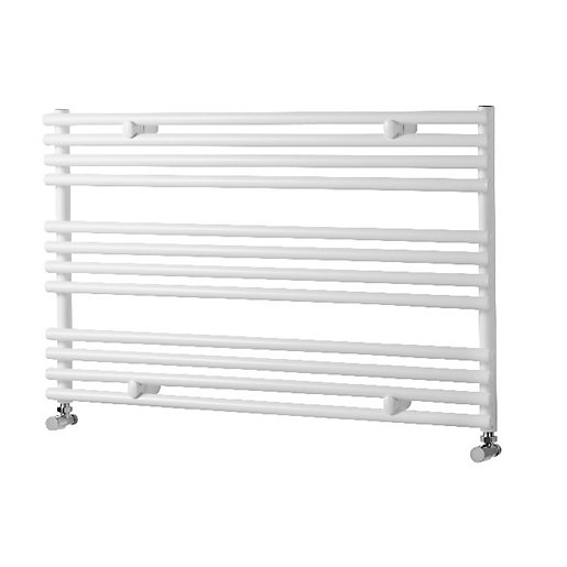 Wickes Liquid Round Horizontal Designer White Towel Radiator 600 x