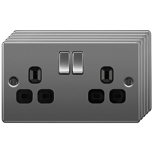 BG 13A Screwed Raised Plate Double Switched Power Socket Double Pole 5