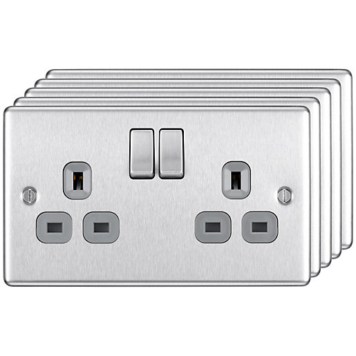 BG 13A Screwed Raised Plate Double Switched Power Socket Double Pole 5