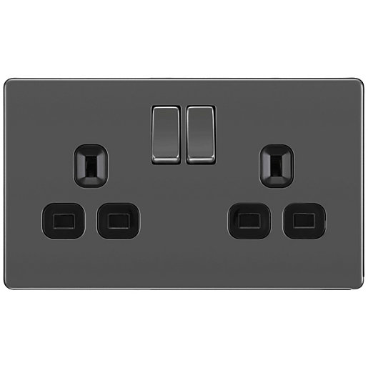 BG 13A Screwless Flat Plate Double Switched Power Socket Double Pole