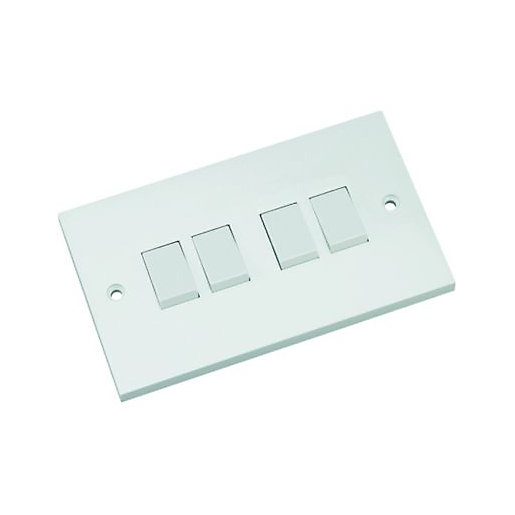 Wickes 10 Amp 4 Gang 2 Way Light Switch White Wickes.co.uk