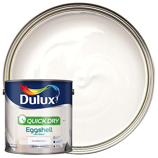 Dulux Quick Dry Eggshell Pure Brilliant White 2.5L Wickes.co.uk