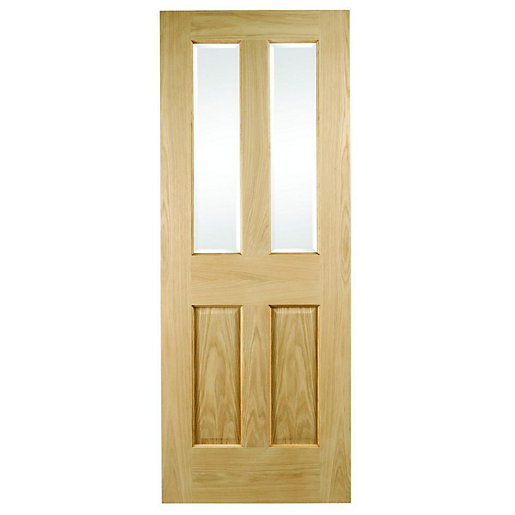 Wickes Cobham Glazed Oak Veneer 4 Panel Internal Door - 1981 X 762mm ...