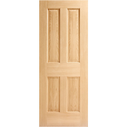 Wickes Cobham Oak Veneer 4 Panel Internal Door 1981 x 610mm Wickes