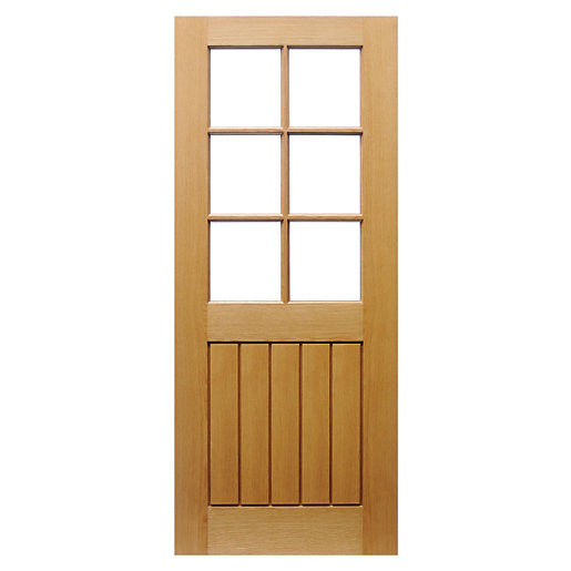 Wickes Geneva Oak Veneer Glazed Cottage Pre Finished Internal Door