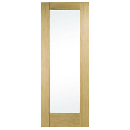 Wickes Oxford Glazed Oak Veneer 1 Panel Internal Door 1981 x 838mm