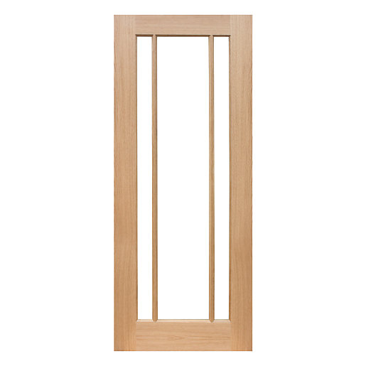 Wickes York Glazed Oak 3 Panel Internal Door Wickes.co.uk