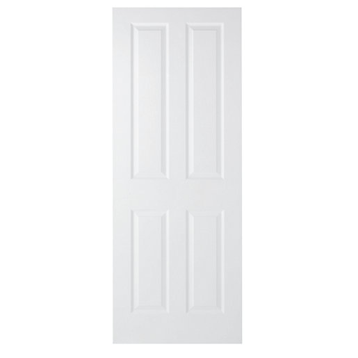 Wickes Stirling White Grained Moulded Fully Finished 4 Panel Internal ...