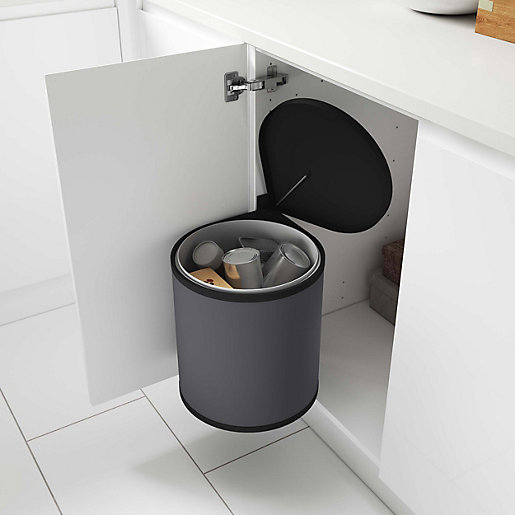 Integrated Corner Bin Grey Wickes.co.uk