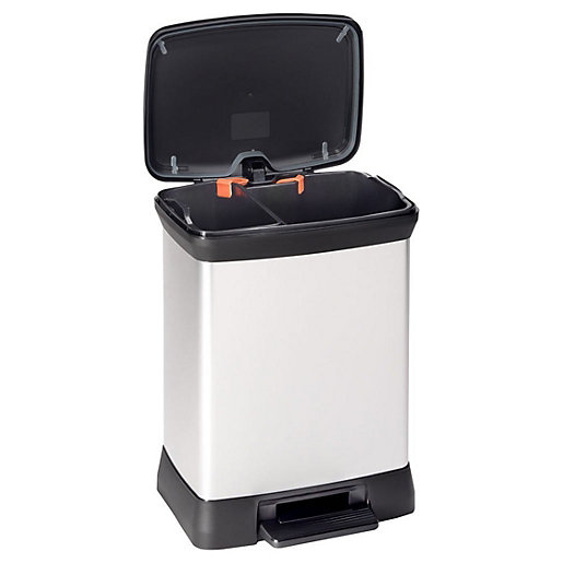 Curver 28 Litre Metallic Effect Duo Recycling Deco Bin Wickes.co.uk