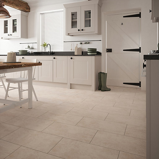 Wickes City Stone Beige Ceramic Tile 600 x 300mm Pack of 6 Wickes.co.uk
