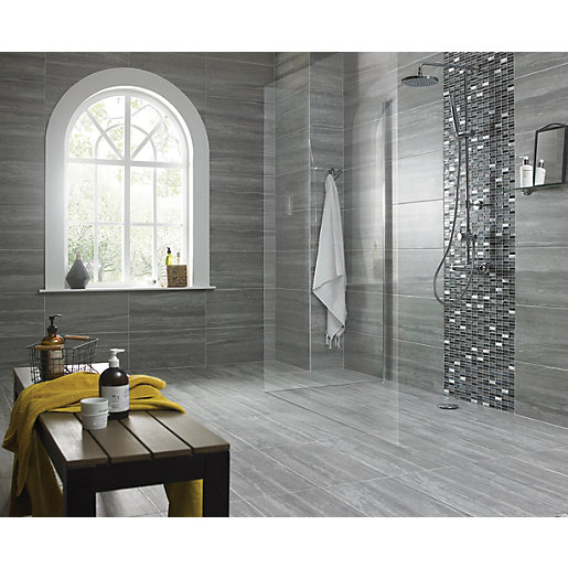 Wickes Everest Slate Porcelain Wall Floor Tile 600 X 300mm Wickes Co Uk