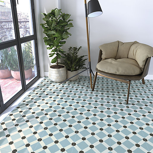 picture Kitchen Blue Porcelain Floor Tile wickes hoxton patterned porcelain wall floor tile 300 x 300mm pack of 13