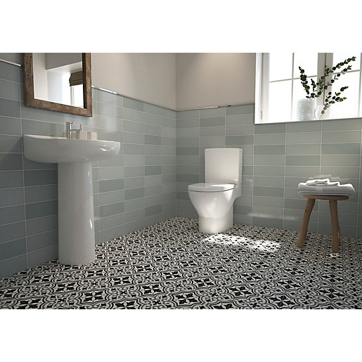 Wickes Soho Green Ceramic Wall Tile, Green Bathroom Floor Tiles
