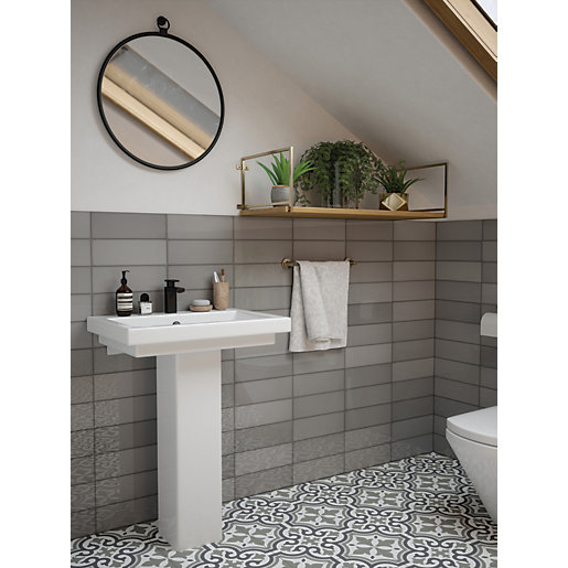 wickes soho steel ceramic wall tile 300 x 100mm wickes co uk