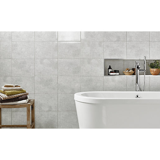 Wickes Tivoli Grey Ceramic Wall Tile 330 x 250mm Wickes.co.uk
