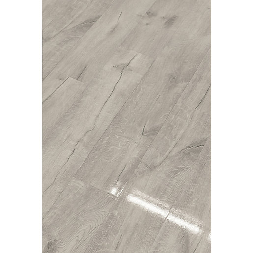 High Gloss Grey Laminate Flooring 2.19m2 Wickes.co.uk