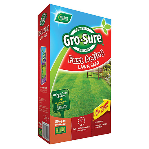 GroSure Fast Acting Lawn Seed 50m² 1.5kg Wickes.co.uk