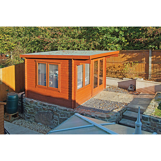 Shire Danbury 12 x 12ft Double Door Garden Home Office Cabin Wickes.co.uk