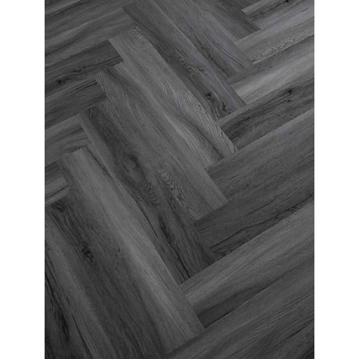Novocore Herringbone Dark Grey Luxury Vinyl Flooring 1 51m2 Wickes Co Uk