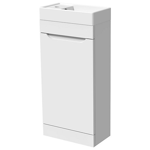 Wickes Malmo Gloss White J Pull Freestanding Vanity Unit 400 X 850mm Wickes Co Uk