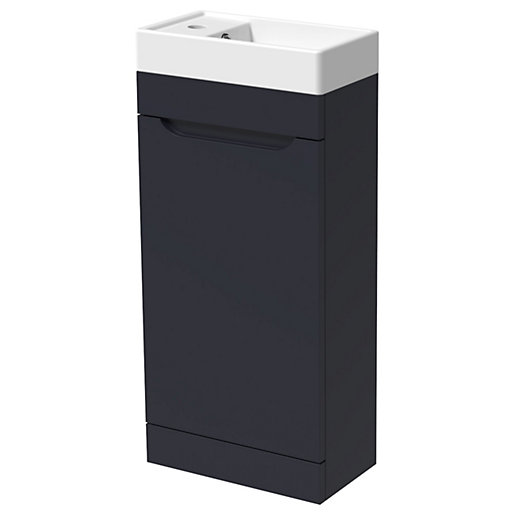 Wickes Malmo Indigo Blue Freestanding J Pull Vanity Unit & Basin