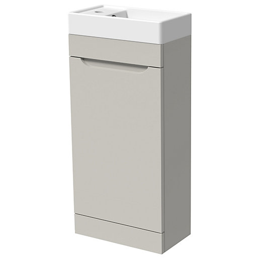 Wickes Malmo Light Grey Cloakroom Freestanding J Pull Vanity Unit