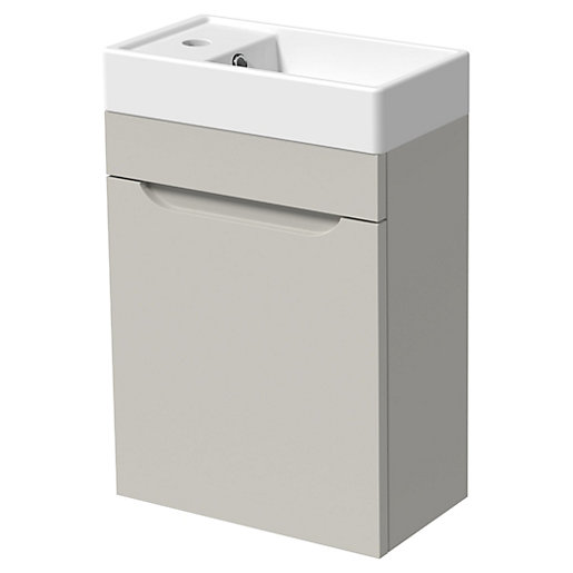 Wickes Malmo Light Grey Cloakroom Wall Hung J Pull Vanity Unit & Basin