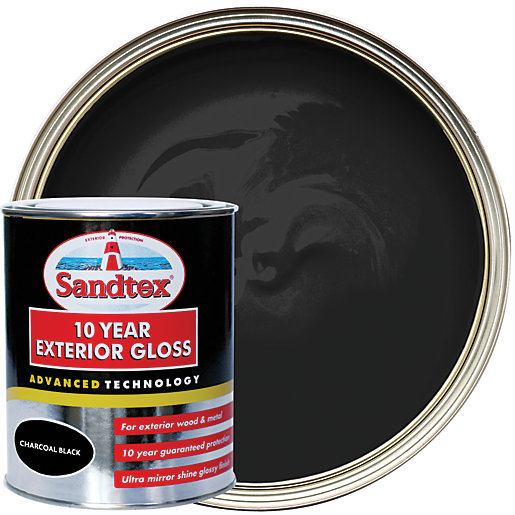 Sandtex 10 Year Exterior Gloss Paint Charcoal Black 750ml Wickes.co.uk