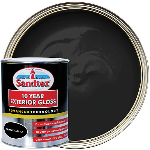 Sandtex 10 Year Exterior Gloss Paint - Charcoal Black 750ml | Wickes.co.uk