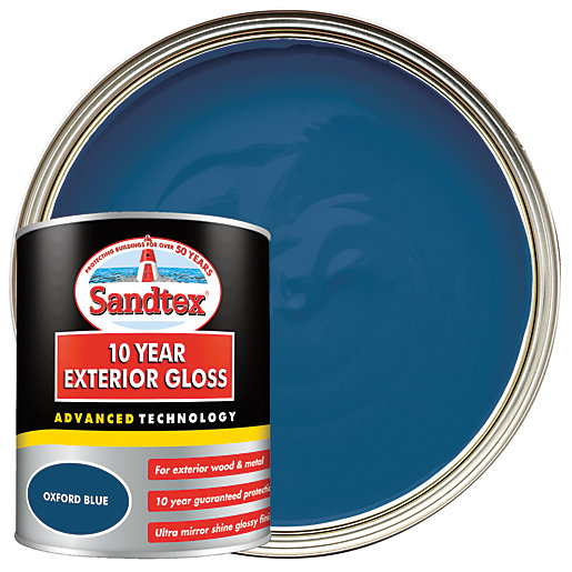 Sandtex 10 Year Exterior Gloss Paint Oxford Blue 750ml Wickes Co Uk