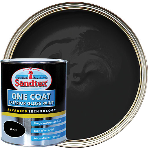 Sandtex One Coat Exterior Gloss Paint - Black 750ml | Wickes.co.uk