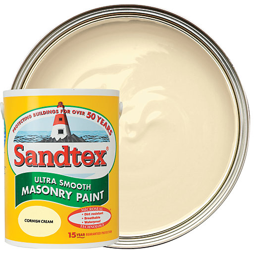 Sandtex Ultra Smooth Masonry Paint - Cornish Cream 5L | Wickes.co.uk
