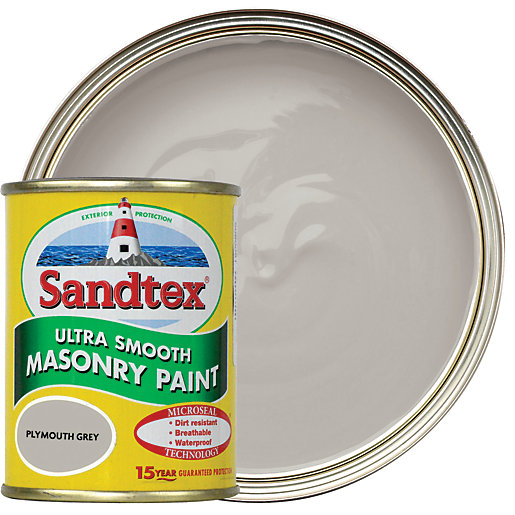 Sandtex Ultra Smooth Masonry Paint - Plymouth Grey 150ml | Wickes.co.uk
