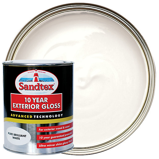 Sandtex 10 Year Exterior Gloss Paint Pure Brilliant White 750ml Wickes Co Uk