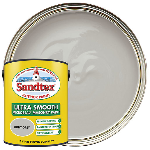 Sandtex Ultra Smooth Masonry Paint - Light Grey 5L | Wickes.co.uk