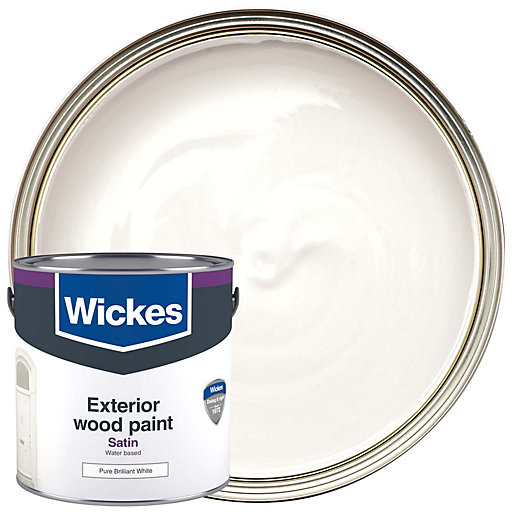 Wickes Exterior Satinwood Paint Pure Brilliant White 2.5L Wickes.co.uk