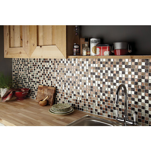 Wickes Autumn Glass & Stone Mosaic Tile 300 x 300mm Wickes.co.uk