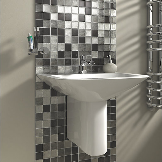 Wickes Black Silver Leaf Glass Mosaic Tile 300 X 300mm Wickes Co Uk