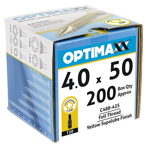 Optimaxx TX 50mm Countersunk Zinc & Yellow Passivated