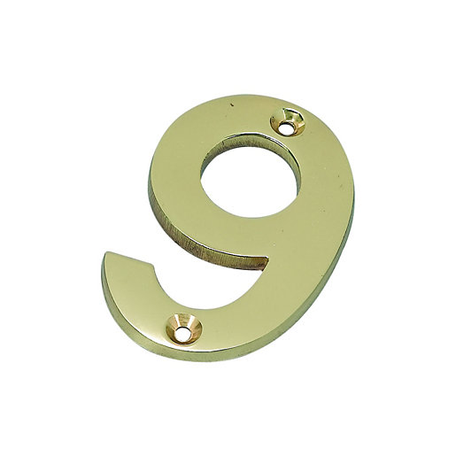 Wickes Door Number 9 Brass Wickes.co.uk