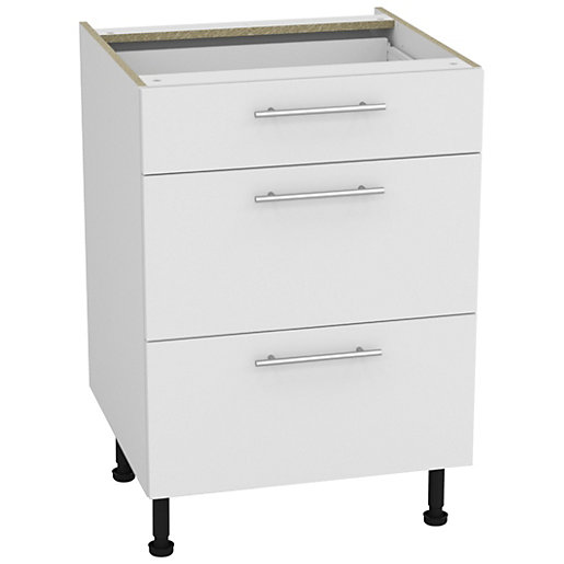 Orlando White Gloss Slab Drawer Unit 600mm Wickes.co.uk