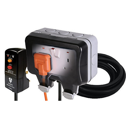 masterplug 13a twin exterior switched socket plug kit grey wickes co uk