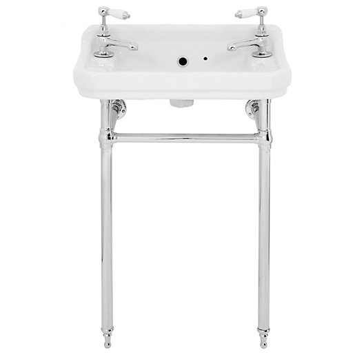 Wickes Oxford Traditional 2 Tap Hole Ceramic Basin with Chrome