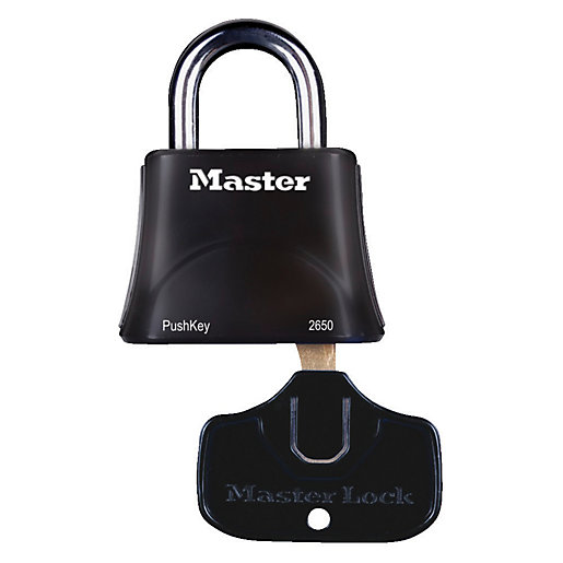 Master Lock Push Key Easy Open Padlock 61mm Wickes.co.uk