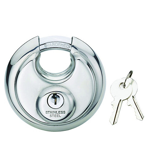 Wickes Disc Padlock Stainless Steel 70mm Wickes.co.uk