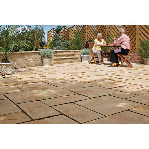 Marshalls Heritage Riven Yorkstone Paving Slab 450 X 600 X 38 Mm 5 94m2 Pack Wickes Co Uk
